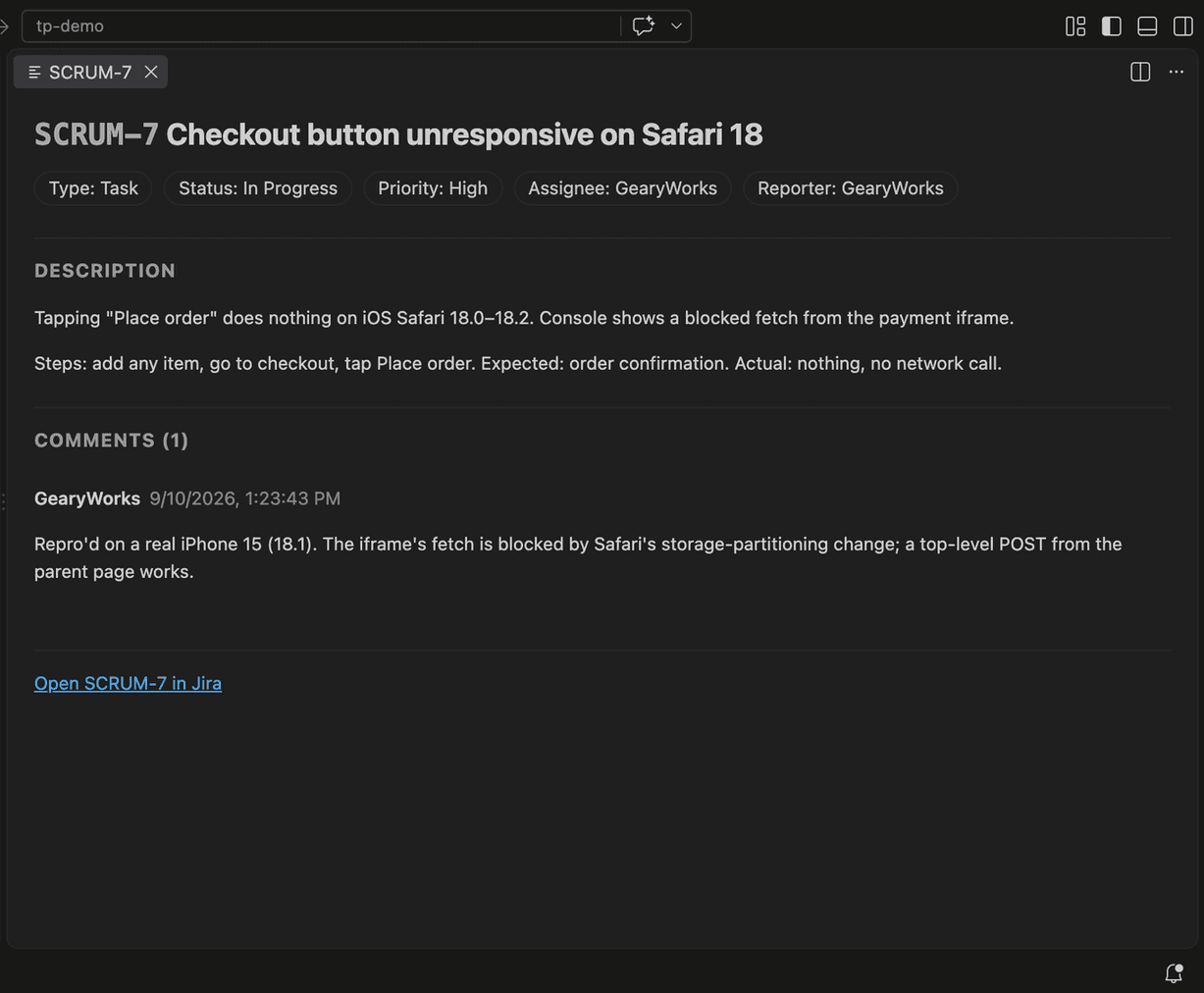 Issue view